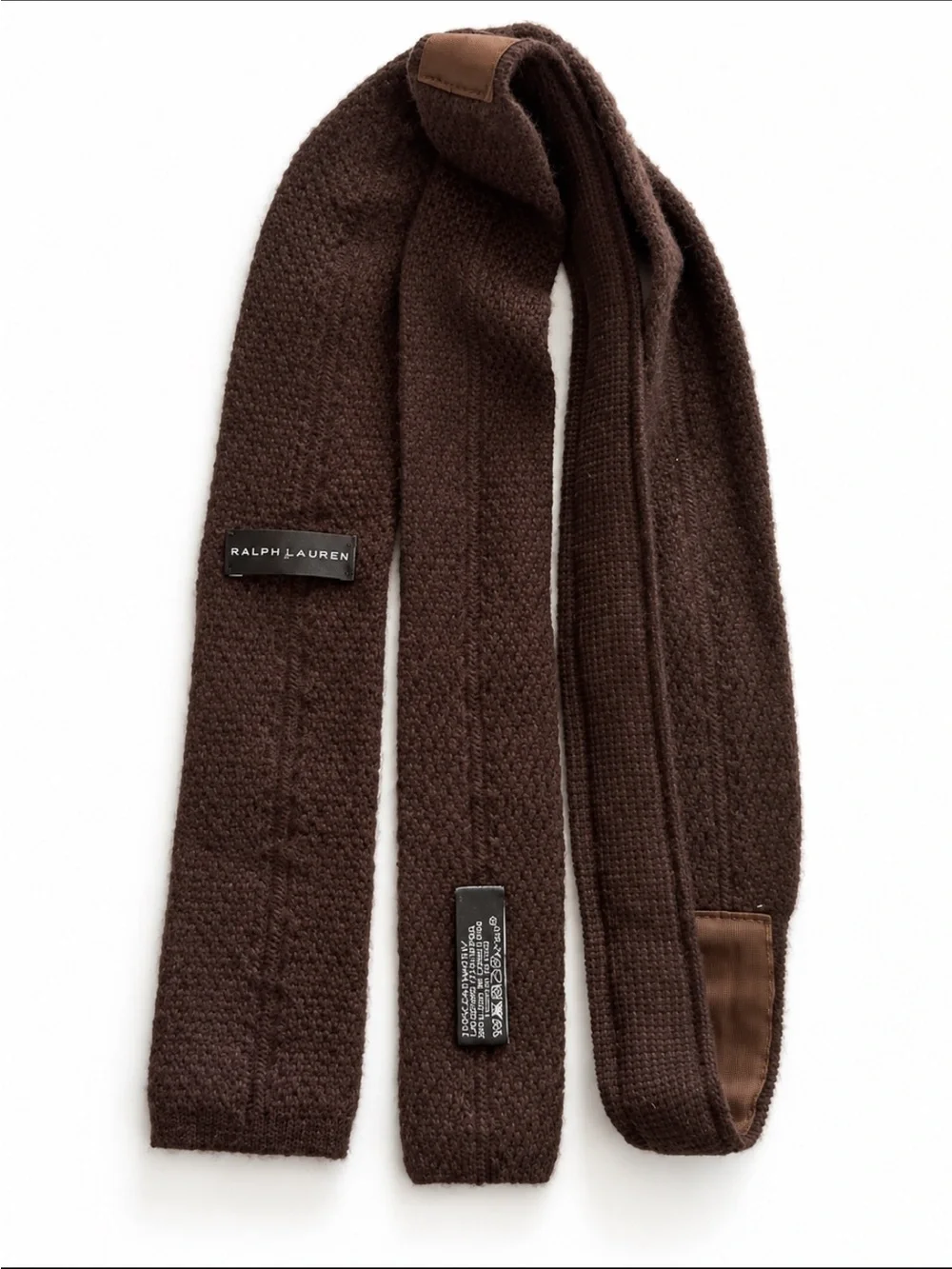 Rare ~Ralph Lauren 100% Cashmere Knit Tie in Chocolate Brown Made in Italy